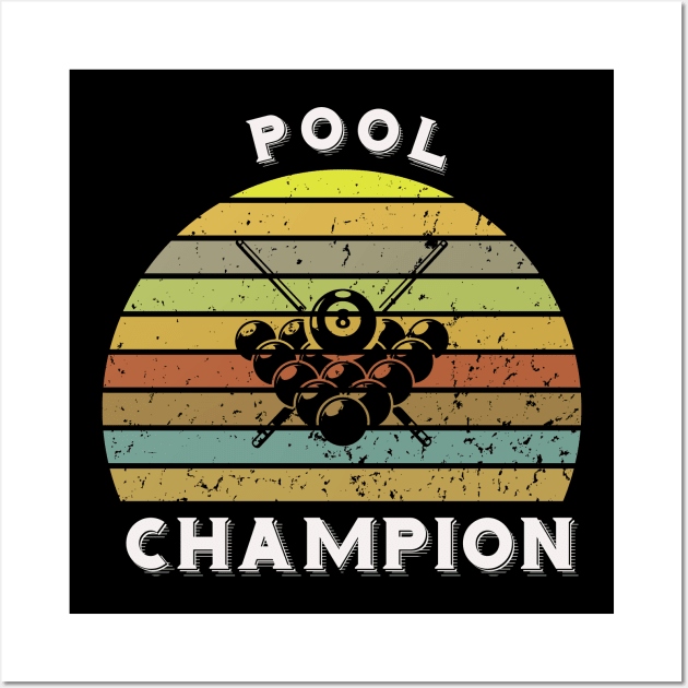 Pool champion - retro sunset billiards Wall Art by BB Funny Store